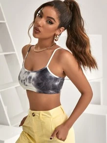 Top Corto Estilo Camiseta De Punto Acanalado Con Teñido Anudado - Multicolor - Ver 4