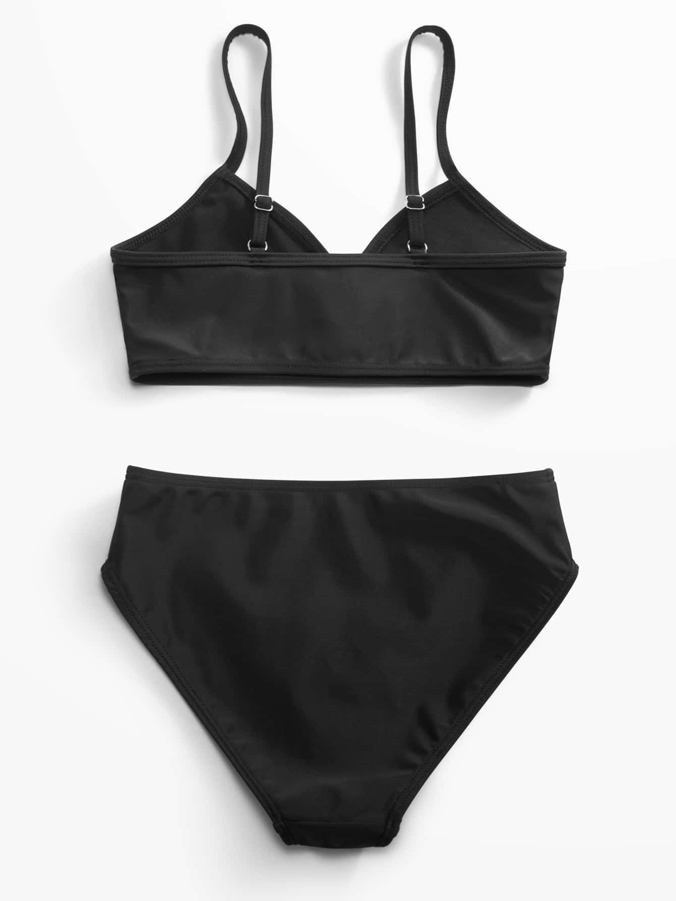 Tween Girl Plain Bikini Set Summer Beach
