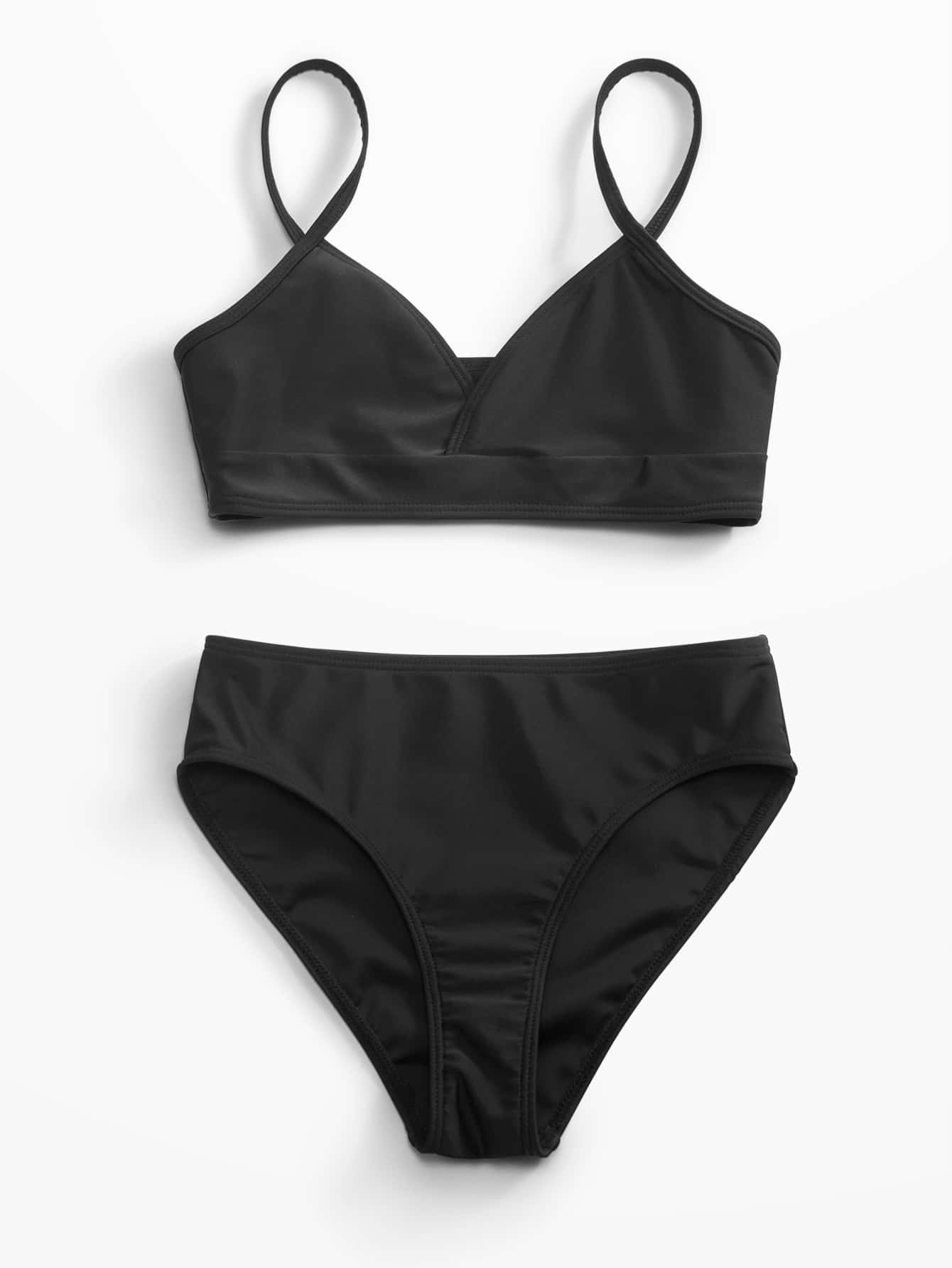 Tween Girl Plain Bikini Set Summer Beach