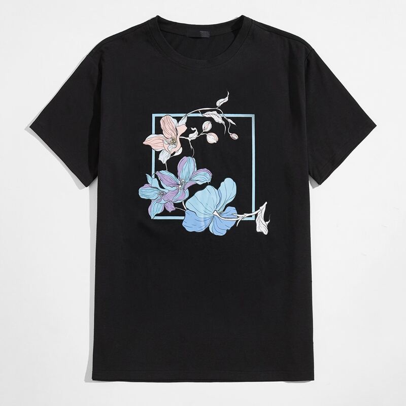 

Guys Floral Graphic Tee, Black
