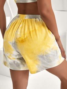 Pantalones Cortos De Teñido Anudado Con Cintura Con Cordón - Multicolor - Ver 3