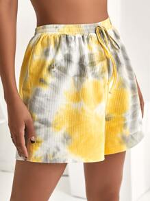 Pantalones Cortos De Teñido Anudado Con Cintura Con Cordón - Multicolor - Ver 4