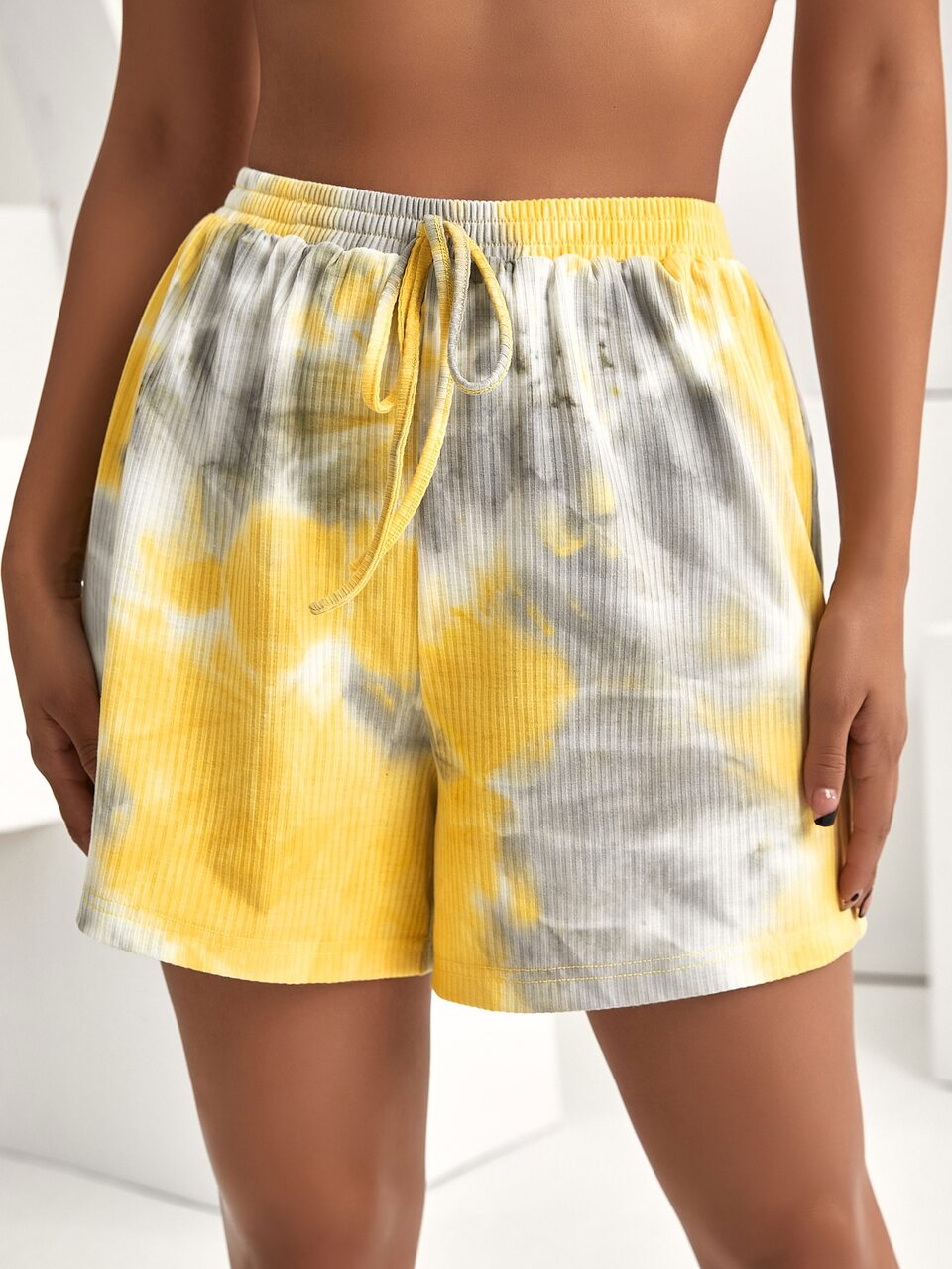 Drawstring Waist Tie Dye Shorts