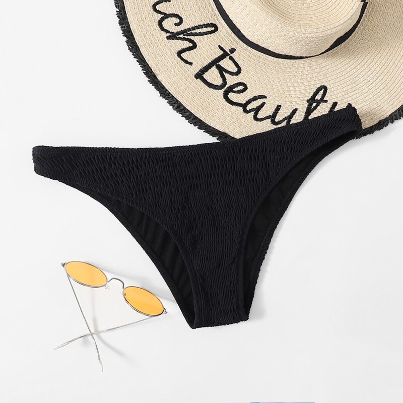 

Solid Smocked Bikini Bottom, Black