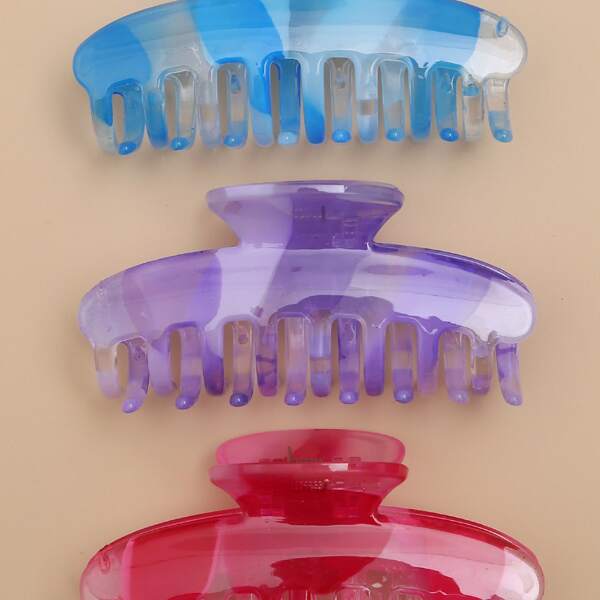 

3pcs Acrylic Hair Claw, Multicolor