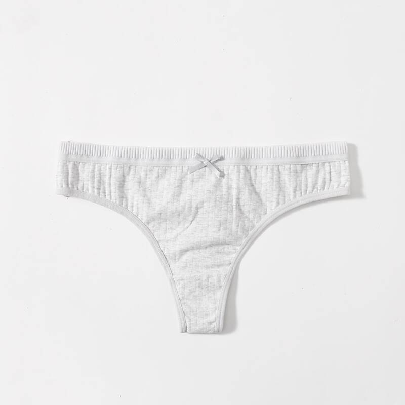 

Solid Bow Decor Panty, Grey