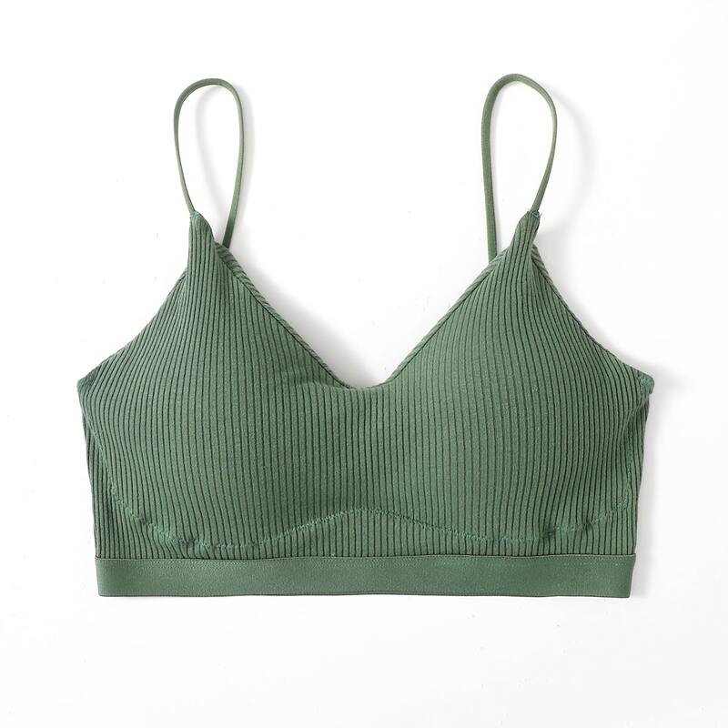 

Simple Solid Rib Bra, Army green