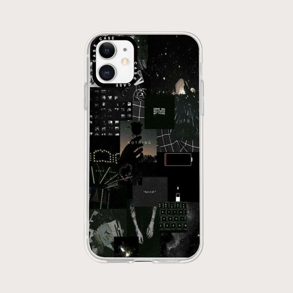 

Aesthetic Collage Print Phone Case, Black