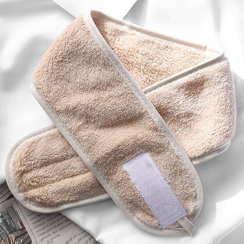 

1pc Plain Velcro Bath Hair Band, Camel
