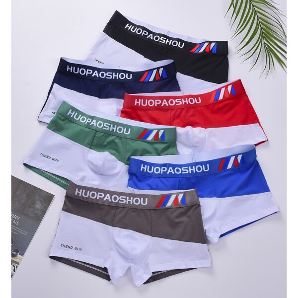 

Men 6pcs Colorblock Boxer Brief, Multicolor