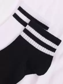 6 pares calcetines con patrón de rayas - Blanco y Negro - Ver 6