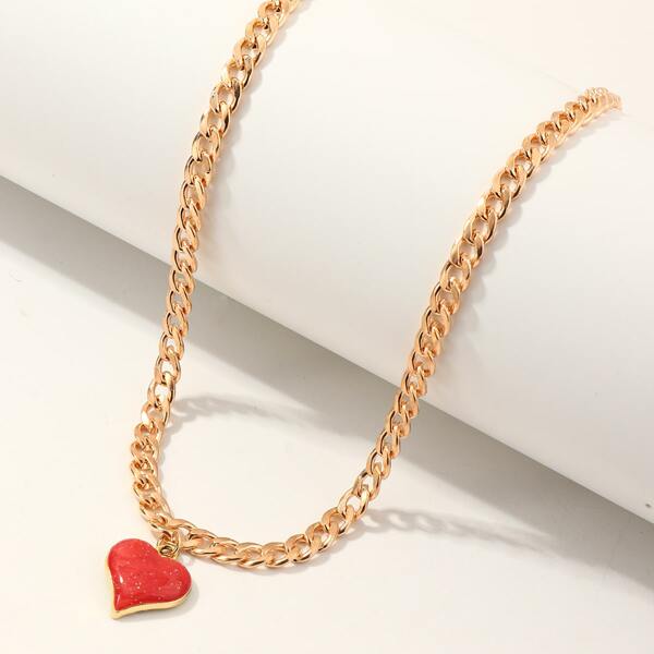 

Girls Heart Charm Necklace, Gold