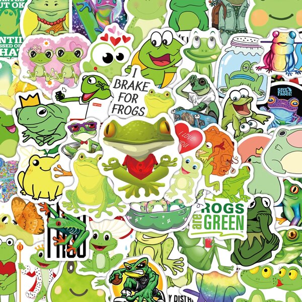 

100pcs Cartoon Frog Pattern Sticker, Multicolor