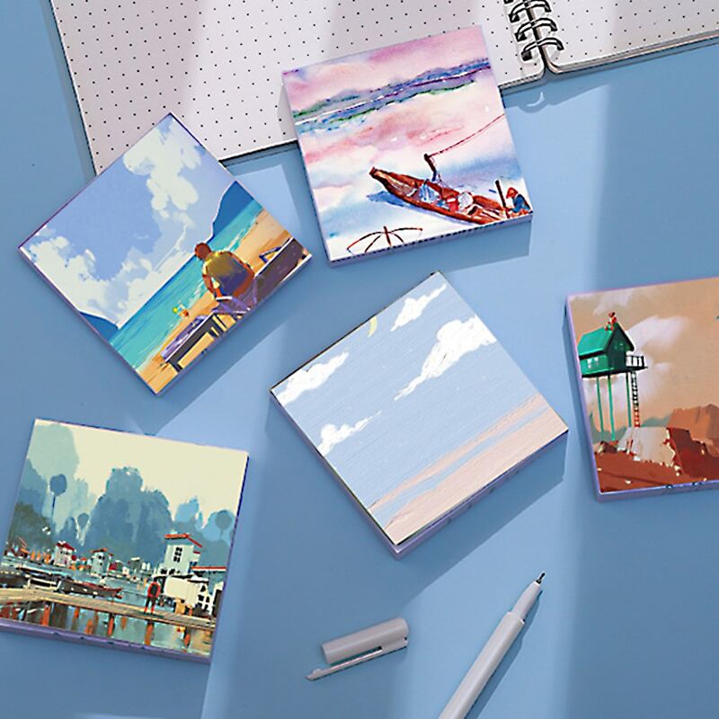 

1pc Scenery Pattern Random Sticky Note, Multicolor
