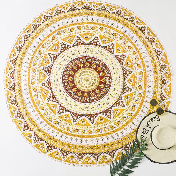 

Mandala Print Round Beach Blanket, Multicolor