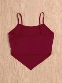 Breezaya 佩斯利印花手帕下擺吊帶上衣 - 酒紅色 - 查看 2