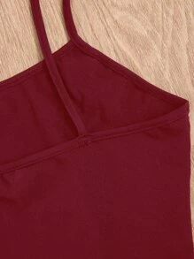 Breezaya 佩斯利印花手帕下擺吊帶上衣 - 酒紅色 - 查看 4