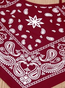 Breezaya 佩斯利印花手帕下擺吊帶上衣 - 酒紅色 - 查看 5