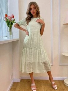 Đầm Viên lá sen màu trơn Thanh lịch - màu xanh lá - Xem 1