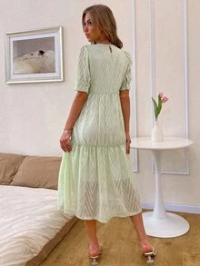 Đầm Viên lá sen màu trơn Thanh lịch - màu xanh lá - Xem 2