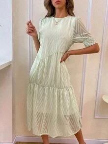 Đầm Viên lá sen màu trơn Thanh lịch - màu xanh lá - Xem 4