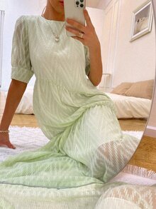 Đầm Viên lá sen màu trơn Thanh lịch - màu xanh lá - Xem 5