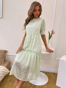 Đầm Viên lá sen màu trơn Thanh lịch - màu xanh lá - Xem 7