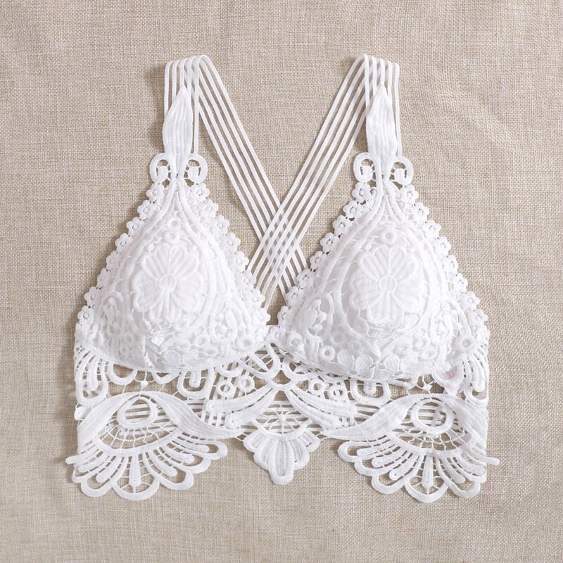 

Guipure Lace Longline Bra, White