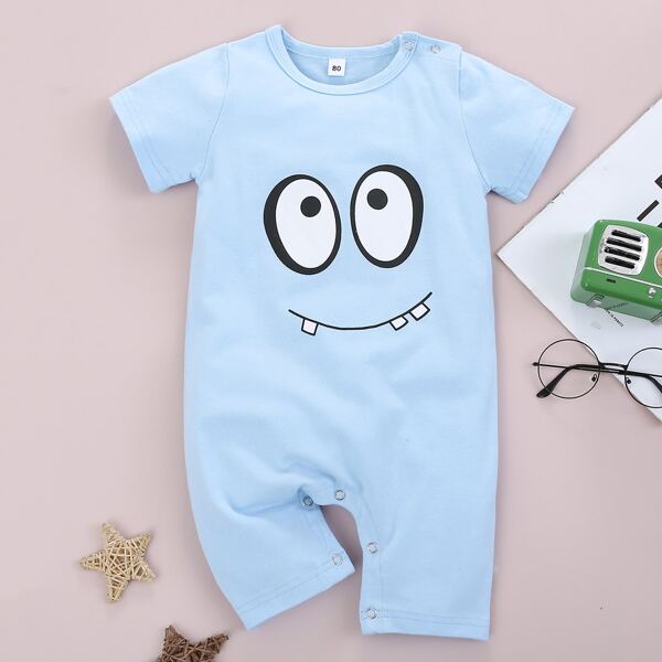 

Baby Unisex Cartoon Graphic Romper, Baby blue
