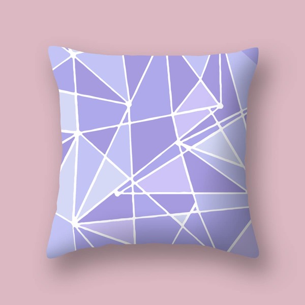 

Geometric Pattern Cushion Cover Without Filler, Purple