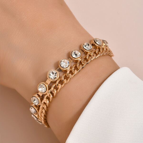 

Rhinestone Detail Bracelet, Gold