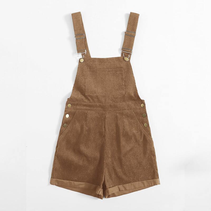 

Overall Corduroy Romper, Coffee brown