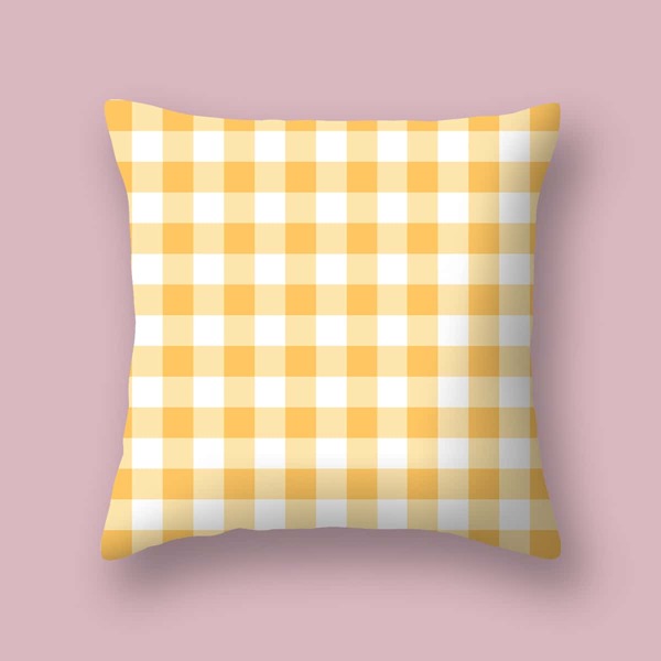 

Gingham Pattern Cushion Cover Without Filler, Yellow