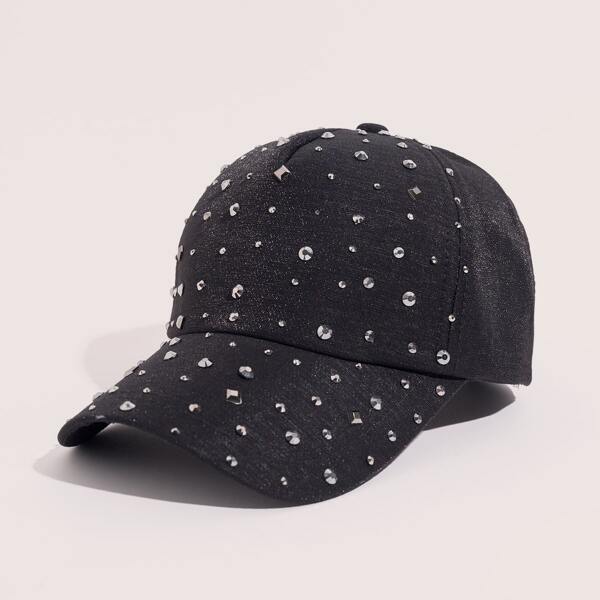 

Rhinestone Decor Baseball Cap, Black