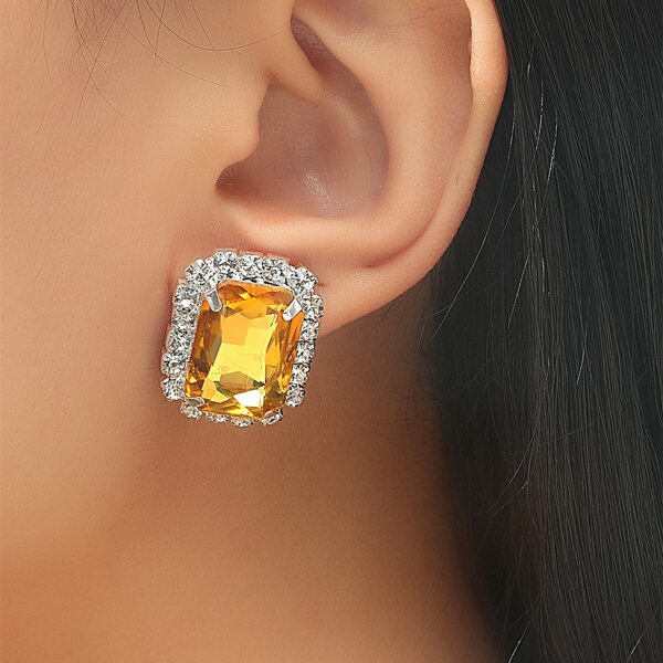 

Rhinestone Geometric Earrings, Gold