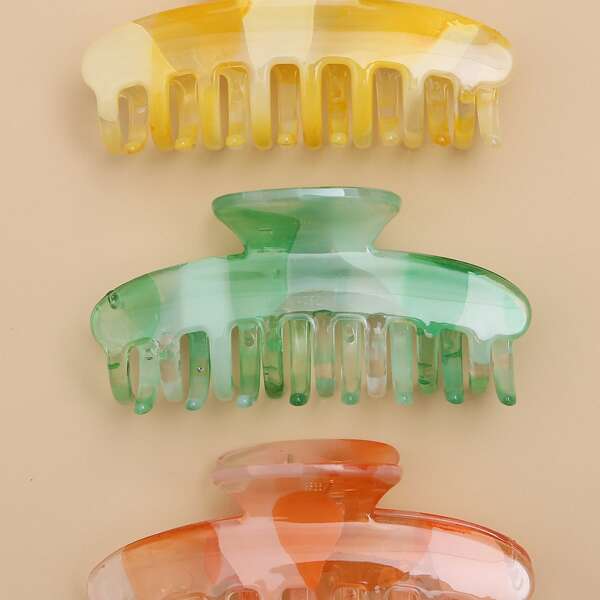 

3pcs Acrylic Hair Claw, Multicolor