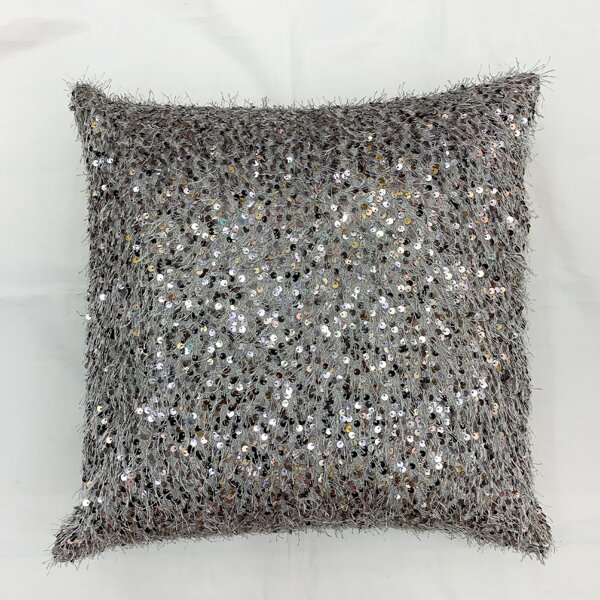 

Sequin Decor Cushion Cover Without Filler, Grey