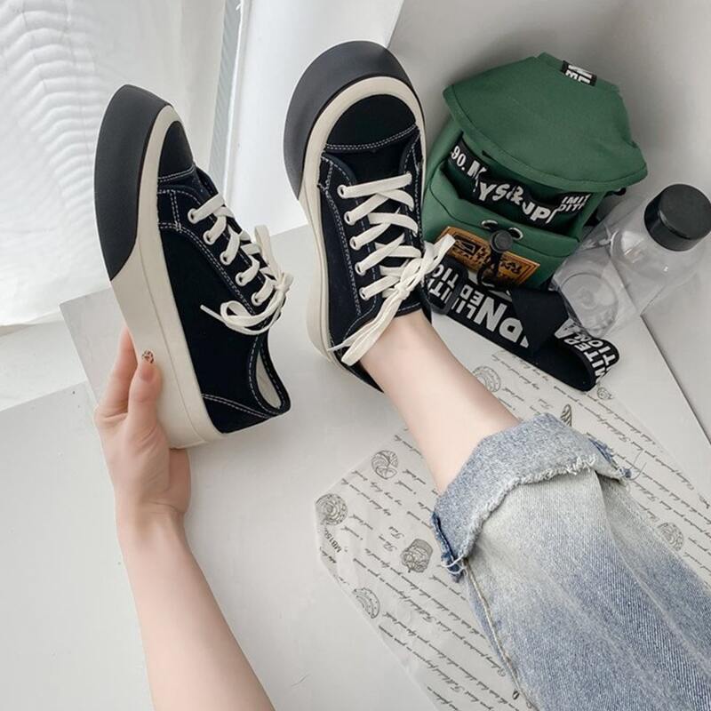 

Lace-up Canvas Sneakers, Black