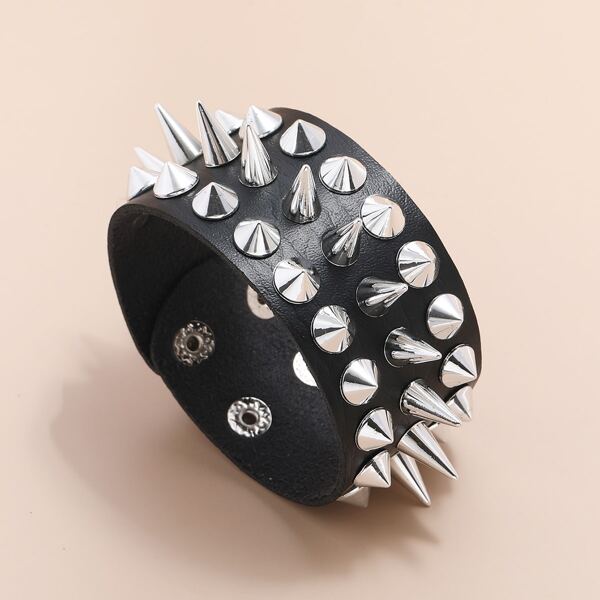 

Men Studded Decor Bracelet, Black