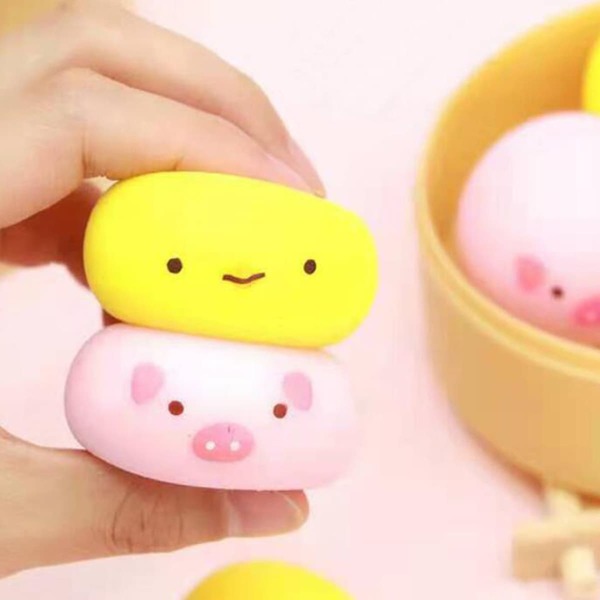 

2pcs Random Cartoon Design Soft Pinch Toy With Steamer, Multicolor
