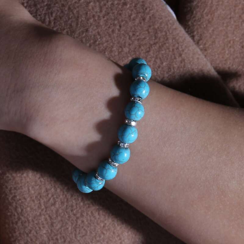 

Rhinestone Decor Beaded Bracelet, Blue