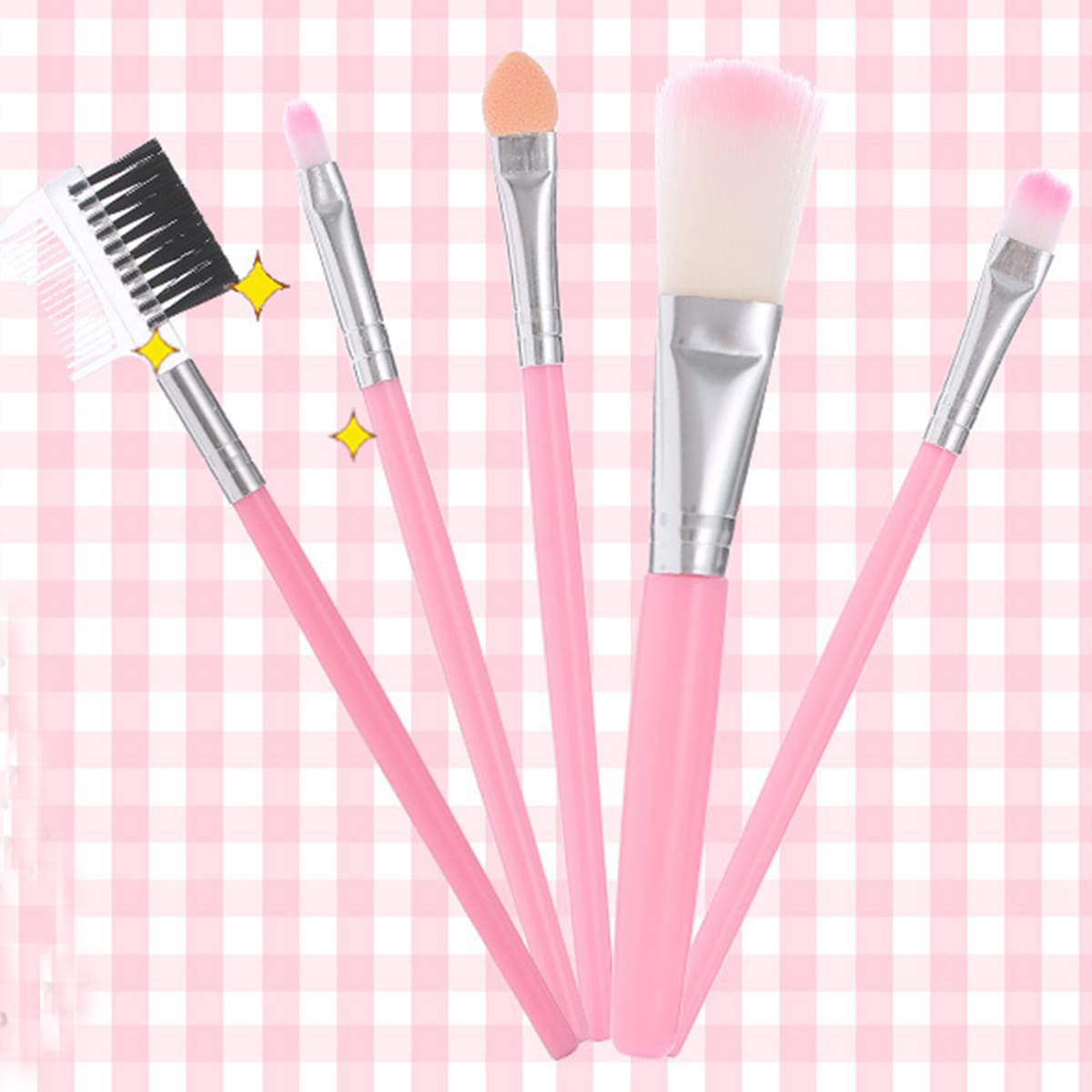 

5pcs Makeup Brush Set, Baby pink