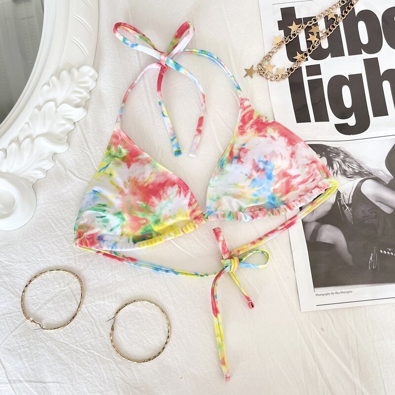 

Tie Dye Triangle Bikini Top, Multicolor