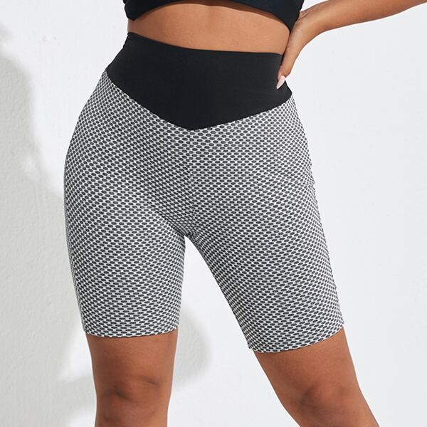 

Plus High Stretch Honeycomb Biker Shorts, Grey