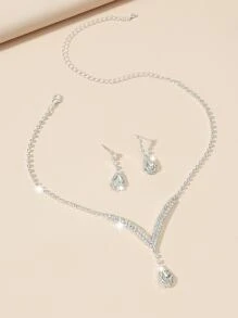 3pcs Rhinestone Jewelry Set | SHEIN USA
