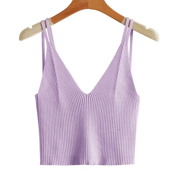 

Solid Rib Knit Top, Lilac purple