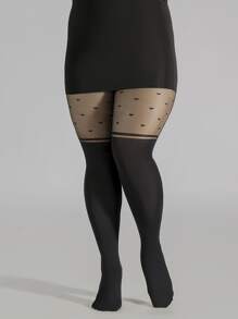 Plus Size Tights - Black - View 3