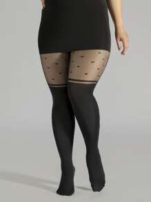 Plus Size Tights - Black - View 4