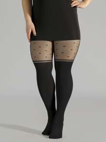 Plus Size Tights - Black - View 5