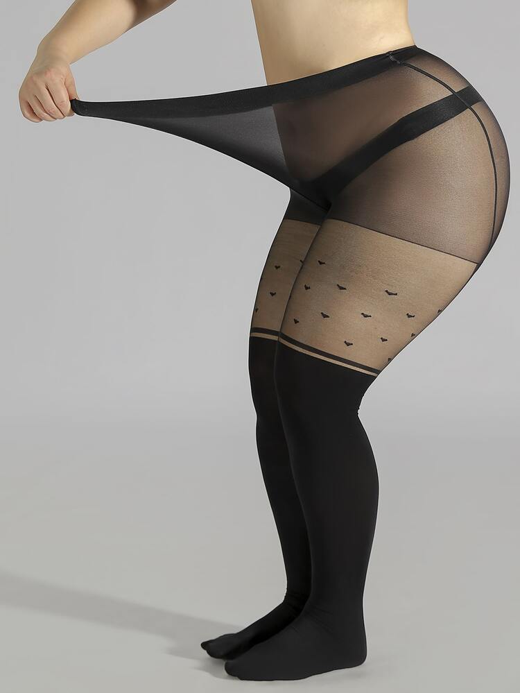 Plus Size Tights - Black - View 7
